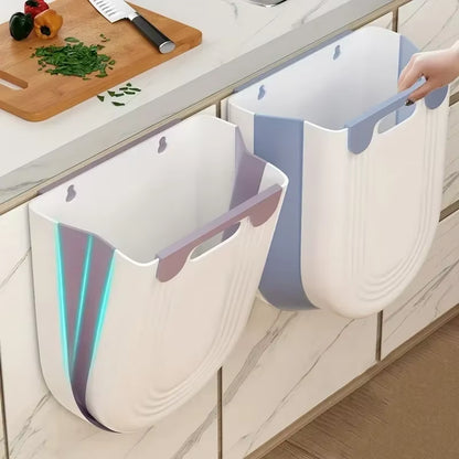 Hanging Kitchen Trash Can, Collapsible Trash Can for Kitchen, Wall Mounted Foldable Small Garbage Can Compost Bin for Home