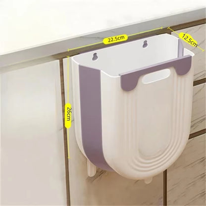 Hanging Kitchen Trash Can, Collapsible Trash Can for Kitchen, Wall Mounted Foldable Small Garbage Can Compost Bin for Home