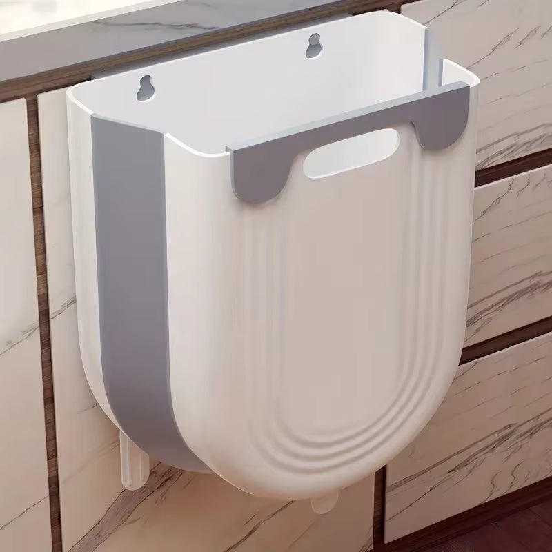 Hanging Kitchen Trash Can, Collapsible Trash Can for Kitchen, Wall Mounted Foldable Small Garbage Can Compost Bin for Home
